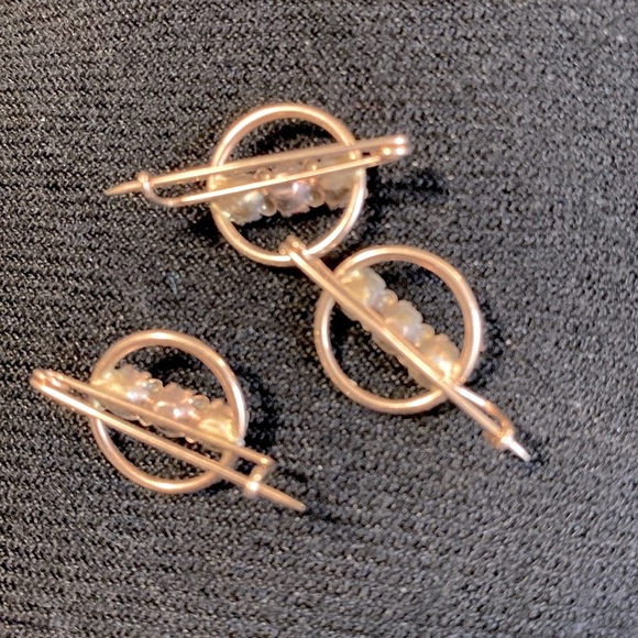 Antique  Red, White, & Blue Gold and Rhinestone Scatter Pins - Picture 3 of 5